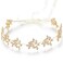 BABEYOND Bridal Headpiece Handmade Wedding Hair Vine Crystal Floral Leaf Headband with Lace Ribbon