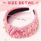 Y1tvei Pink Bow Knotted Headband - Coquette Pink Bow Crystal Rhinestone Pearl Embellished Headband Wide Top Knot Fashion Non Slip Trendy Wide Headband Hair Accessories Gift for Women Girls