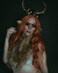 MOSTORY Handmade Antler Flower Headband - Deer Horn Hairband with Butterfly Gold Reindeer Headpiece for Women Girls Renaissance Halloween Cosplay Witch Photo Props