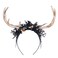 MOSTORY Handmade Antler Flower Headband - Deer Horn Hairband with Butterfly Gold Reindeer Headpiece for Women Girls Renaissance Halloween Cosplay Witch Photo Props