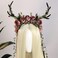 MOSTORY Flower Reindeer Headband for Women - Floral Antler Headpiece Woodland Deer Horns Hairband for Renaissance Cosplay