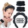 WANYU 13 Pcs Bubble Headband For Washing Face,Terry Cloth Face Washing Wristbands And Headband Set Black Skincare Versed Facial Spa Headbands for women