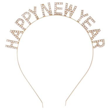 Ｎｏｏｎｈｏｒｓｅ Happy New Year Headband for Women Girls, Gold, 1 Pack