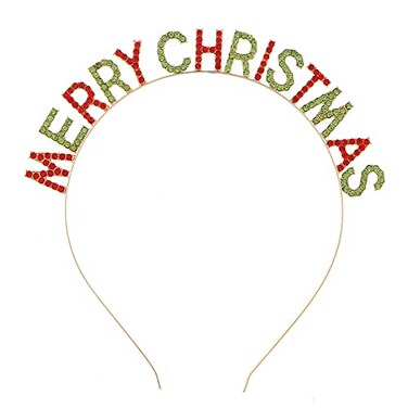 Ｎｏｏｎｈｏｒｓｅ Merry Christmas Headband for Women Girls, Red Green Gold, 1 Pack