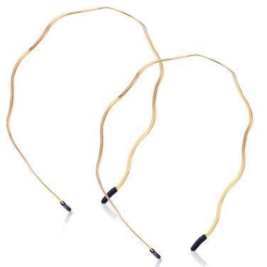 2Pcs Gold Headbands for Women Thin Metal Hair Band Retro Big Wavy Headband Hair Styling Accessories for Women Teen Girls Bridal Wedding