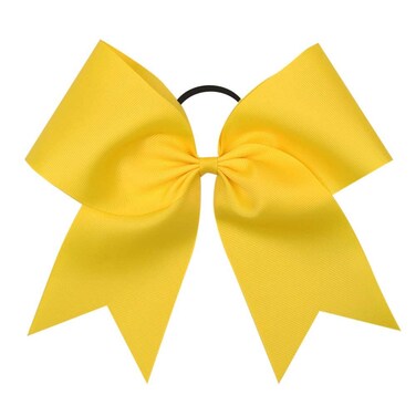Oaoleer 8" Jumbo Large Cheer Bows Ponytail Holder Elastic Band Handmade Boutique Hair Accessories for Cheerleading Teen Girls College Women Sports (1PCS, Yellow)