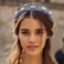 Pearl Knot Headband Navy Blue Thin Hairband Boho Knotted Headbands Fashion Top Knot Headpieces for Women (Navy Blue)