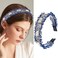 Pearl Knot Headband Navy Blue Thin Hairband Boho Knotted Headbands Fashion Top Knot Headpieces for Women (Navy Blue)