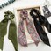 Satin Floral Hair Accessories Set - Chiffon Scrunchies, Ribbon Bows, Hair Ties, and Ponytail Holders for Women and Girls (6Pcs)