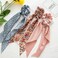 Satin Floral Hair Accessories Set - Chiffon Scrunchies, Ribbon Bows, Hair Ties, and Ponytail Holders for Women and Girls (6Pcs)