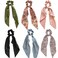 Satin Floral Hair Accessories Set - Chiffon Scrunchies, Ribbon Bows, Hair Ties, and Ponytail Holders for Women and Girls (6Pcs)