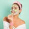 Luckybear Spa Headband for Washing Face, Velvet Makeup Headband, Bubble Skincare Headbands with Face Wash Wristbands, Sponge Puffy Headband for Women Skin Care - Black