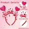 AIUPUOC Sequin Heart Headband for Women Valentine Headbands Pink Heart Head Boppers Sparkly Hair Accessories Hair Band Holiday Party Decorations 1Pcs