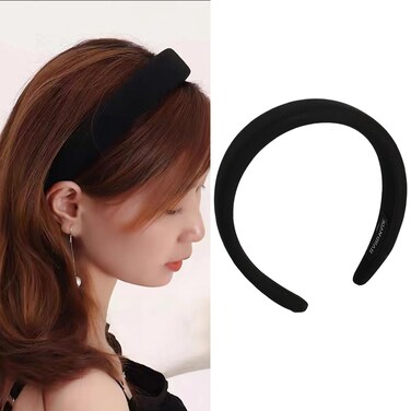 Thick Padded Hairband Headbands for Women Black Spong Headbands for Girls Wide Thick Non-slip Headband Soft Headbands Hair Hoops Plain No Teeth Head Hair Bands for Girls Hair Accessories for Women