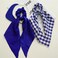 Blue Hair Scarf Scruncheis for Women Girls, Bowknot Scrunchies for Hair, Chiffon Floral Scrunchie Long Hair Bands Ties Ponytail Holder (4PCS Floral and Plaid)