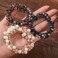 Unicra Pearl Hair Ties Beaded Fancy Elastic Hair Scrunchies Set Fashion Decorative Ponytail Holder Pearls Hair Accessories for Women and Girls 3PCS (Pearl&amp;Rhinestone)