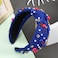 Twinfree Independence Day Headbands with Pearl Rhinestone Royal Blue Crystal Jeweled Knotte Headbands for Women Non Slip Sparkly