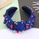 Twinfree Independence Day Headbands with Pearl Rhinestone Royal Blue Crystal Jeweled Knotte Headbands for Women Non Slip Sparkly