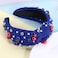 Twinfree Independence Day Headbands with Pearl Rhinestone Royal Blue Crystal Jeweled Knotte Headbands for Women Non Slip Sparkly
