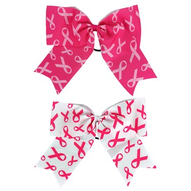 Pink Ribbon Hair Ribbon for Girl Women 8'' Breast Cancer Elastic Hair Ties Breast Cancer Awareness Hair Band Women's Breast Cancer Hair Accessories Stretchy Hair Ropes Hair Loop Ponytail Holders for