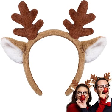 Deer Antlers headband, Reindeer Antlers Headband, Christmas Headbands for Women Reindeer Costume for Halloween Festival, Reindeer Headband Hairband Antler Headband, Arrives Before Christmas
