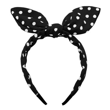 Huachi Bow Headbands for Women Halloween 1950s Black Polka Dot Hairbands Cute Bunny Ears Head Bands for Women's Hair Accessories Turban Headwear Headpiece