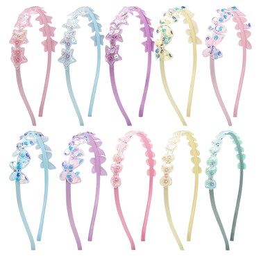 ZIRICHER Glitter Star Butterfly Headbands for Kids - Sparkly Girls Bow Headbands, Non-slip Assorted Designs, Shiny Sequins Hair Accessories