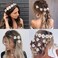 1PC Flower Crown Headband and 8PCS Daisy Hair Clips for Hair Hippie Sunflower Floral Headbands for Women Girls Small Flowers Hair Clip Bride Wedding Bridesmaid Hair Accessories, 9 Packs (White)