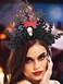 Woeoe Halloween Spider Headband Black Day of The Dead Floral Hairband Flower Skull Costume Party Headpiece for Women and Girls (Color-G)