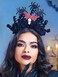 Woeoe Halloween Spider Headband Black Day of The Dead Floral Hairband Flower Skull Costume Party Headpiece for Women and Girls (Color-G)