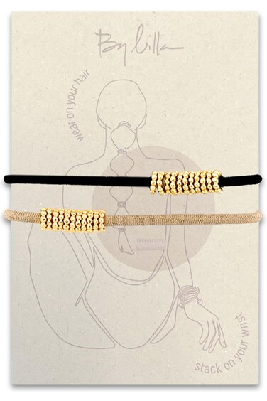 Hair Ties for Women No Damage &ndash; The Original Bracelet Hair Tie &ndash; Hand Made Jewelry with Luxury Elastic and Tarnish Free Gold and Silver &ndash; Boho Hair Accessories and Wrist Stacks (Shaker)