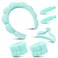 Spa Headband For Washing Face, Skincare Headband With Hair Clips, Cute skincare headband and wristband set for Women, Soft-Puffy Velvet Makeup Headbands, for Face Washing, Makeup, Skincare (Green)