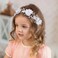 Campsis Flower Girl Headpiece White Princess Headband Pearl First Communion Hair Bands Wedding Birthday Party Hair Accessories for Women and Girls