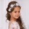 Campsis Flower Girl Headpiece White Princess Headband Pearl First Communion Hair Bands Wedding Birthday Party Hair Accessories for Women and Girls