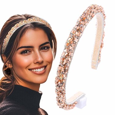 Women Colour Headband Non-Slip Hairband Twisted Weave Headband Fashion Comfortable Daily Hair Accessories (Rose-gold, Uniform size)