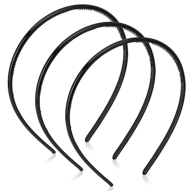 3 Pieces Plastic Headband with Teeth, Black Shiny Plastic Headband for Women Girls, Alice Hair Bands Hair Accessories for Sport Washing Face (Black, Standard)