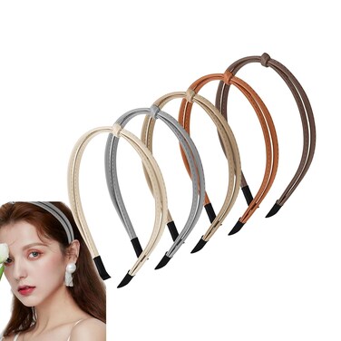 5PCS Knotted Headbands - Stylish Leather Top Knotted Headband for Women Girls Non Slip Cute Head Bands Hair Bows Hair Accessories