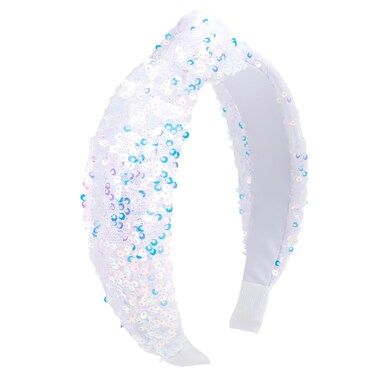 YARIEW Sequin Knotted Headband for Girls Sparkle White Knot Hair Bands Accessories for Kids Cute Little Girl Headbands Princess Headband Glitter Girls Hair Accessories