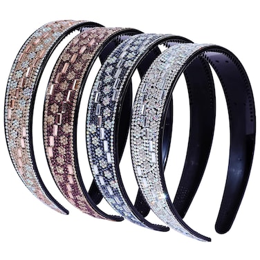 4PCS Fashion Rhinestone Headbands for Women Crystal Bling Headband Teeth Comb Hairbands Non Slip Hair Hoop Hair Accessories for Girls Ladies