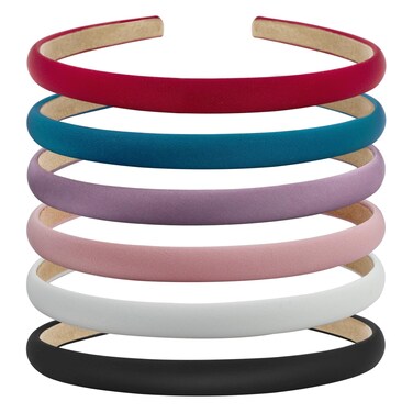 LYroo 10mm Thin Headbands for Women Girls Plain Soft Satin Head Bands Red White Black Headband Women Non Slip Hair Accessories Women Girls