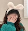 Guqqeuc Bunny Ears Headband Plush Hairband for Women Girls Cute Bowknot Headbands for Washing Face Spa Headbands for Girls White Rabbit Ears Headband for Easter Costume