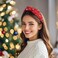 baotongle Red Headband for Women Valentine's Day Xmas Red Peal Headband Embellished Crystal Pearl Knotted Headbands Knot Holiday Headband Christmas Hair Holiday Gifts (Red, 38x13m/15x5.1inches)