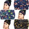 SARATA Dark Blue Christmas Headband for Women Golden Gift Elk Printed Non Slip Elastic snowflake Head Bands Christmas tree with Elastic Large Hair Bands for Women Girls Xmas Party Hair Access 3PCS