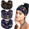 SARATA Dark Blue Christmas Headband for Women Golden Gift Elk Printed Non Slip Elastic snowflake Head Bands Christmas tree with Elastic Large Hair Bands for Women Girls Xmas Party Hair Access 3PCS