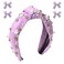 Bellaqueo Purple Knotted Headband for Women Girls, 4Pcs Cute Flower Hairclips, Girly Hairband Inlaid with Pearls Rhinestones Bling Beaded Wide Hairband, Hair Accessories for Party Favors