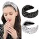 Wide Hairbands For Women Bandana White Knotted Headband For Women Top Knot Headband White Tweed Plaid Headbands 2PCS