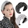 Wide Hairbands For Women Bandana White Knotted Headband For Women Top Knot Headband White Tweed Plaid Headbands 2PCS