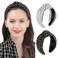 Wide Hairbands For Women Bandana White Knotted Headband For Women Top Knot Headband White Tweed Plaid Headbands 2PCS