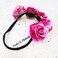 Honbay 7cm/2.76inch Rose Flower Crown Elastic Headband Hair Band Festival Hair Garland Wedding Headpieces (Dark Pink)