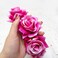 Honbay 7cm/2.76inch Rose Flower Crown Elastic Headband Hair Band Festival Hair Garland Wedding Headpieces (Dark Pink)